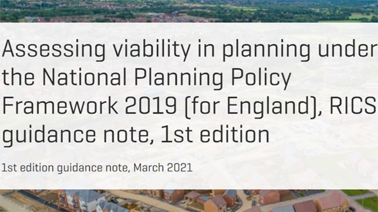 RICS Guidance: Assessing viability in planning under the NPPF 2019 for England